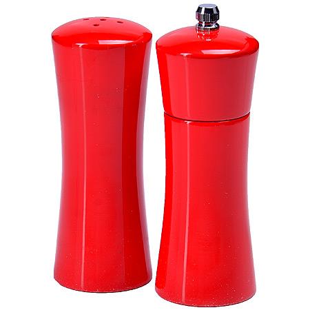 Солонка и перцемолка деревянная, красная MB (х24)