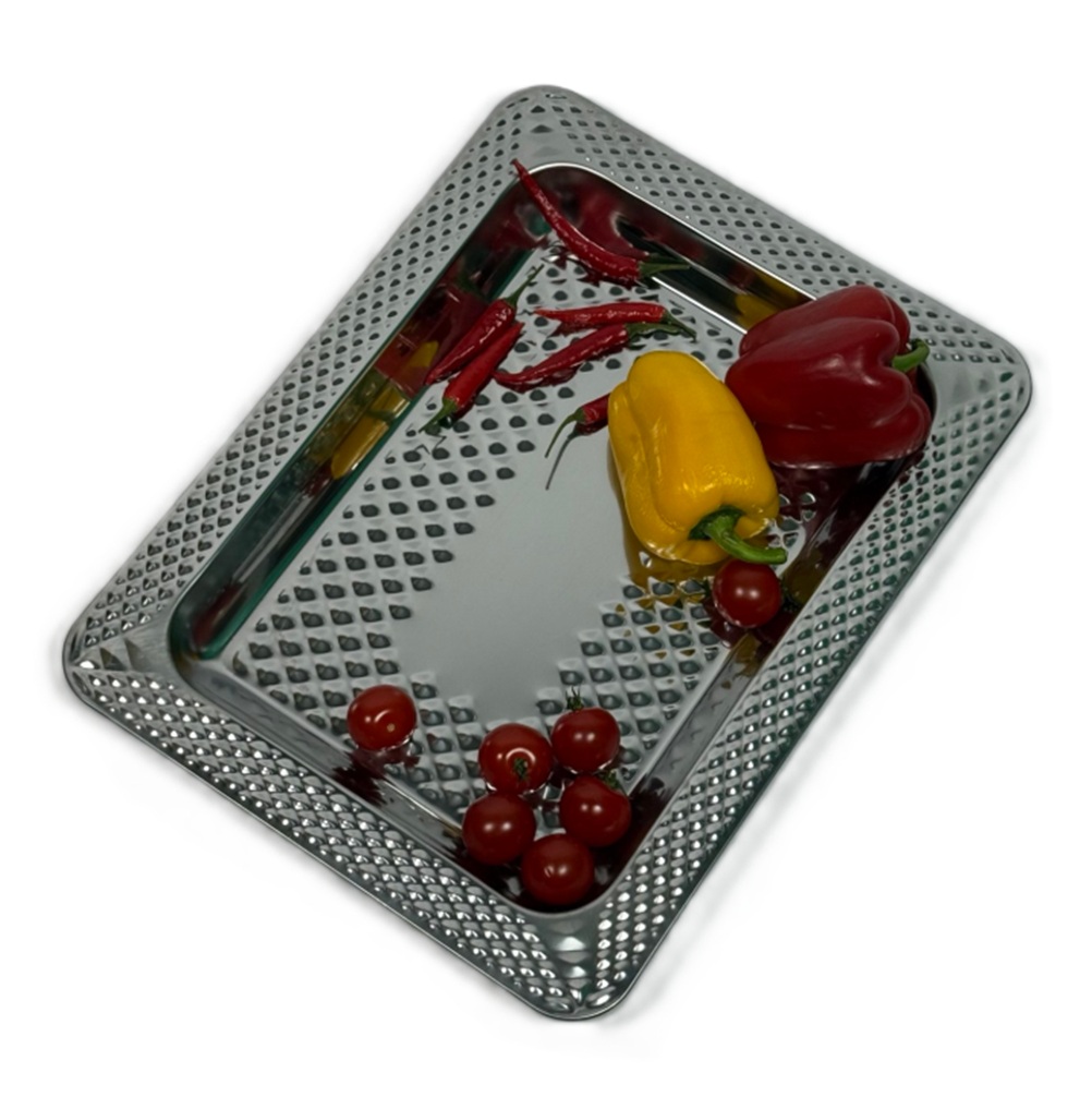 Поднос малый 400х310мм, нерж. сталь Рифлёный (80)