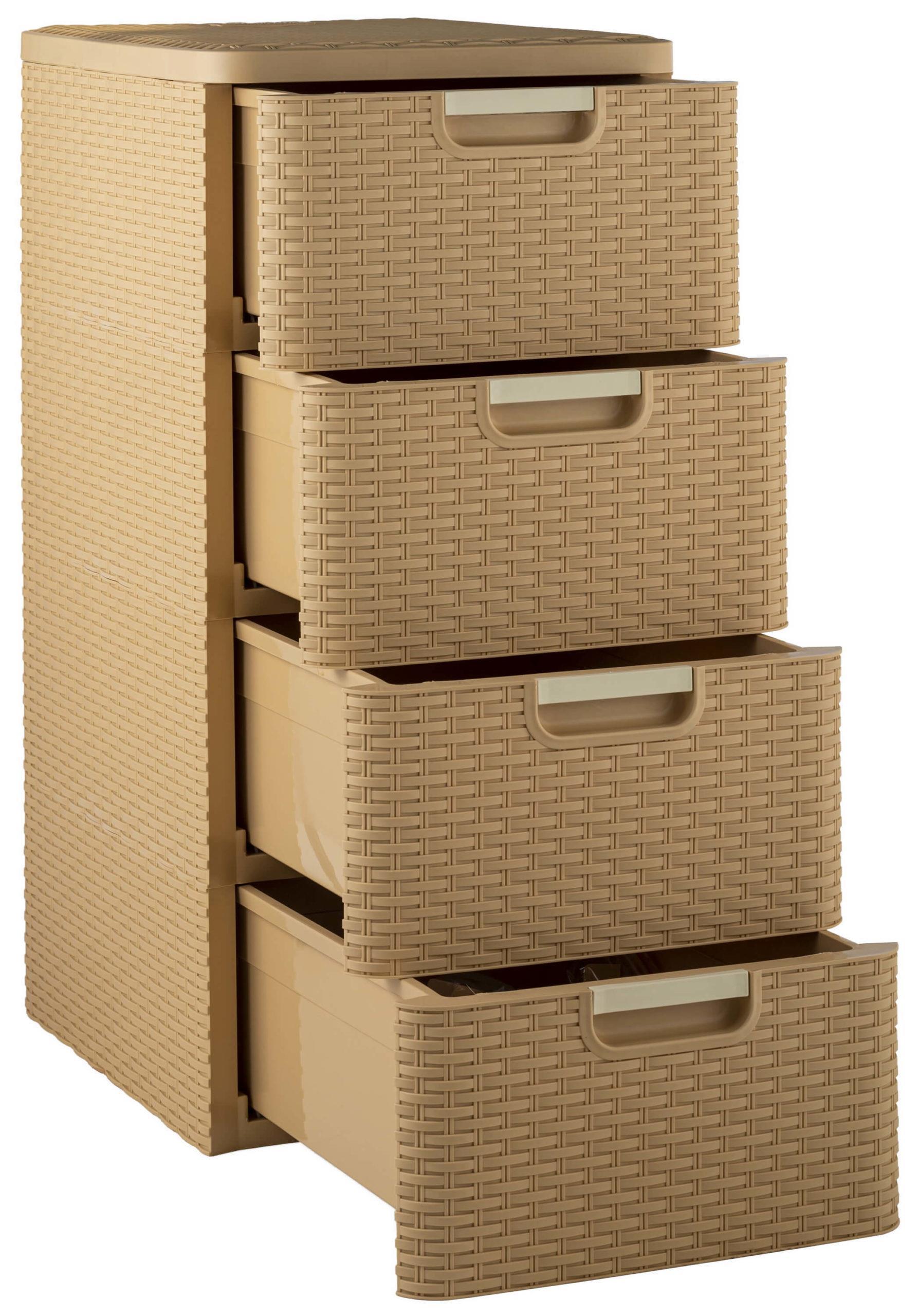 Комод "Плетенка" бежевый ЭЛЛАСТИК-ПЛАСТ (1)