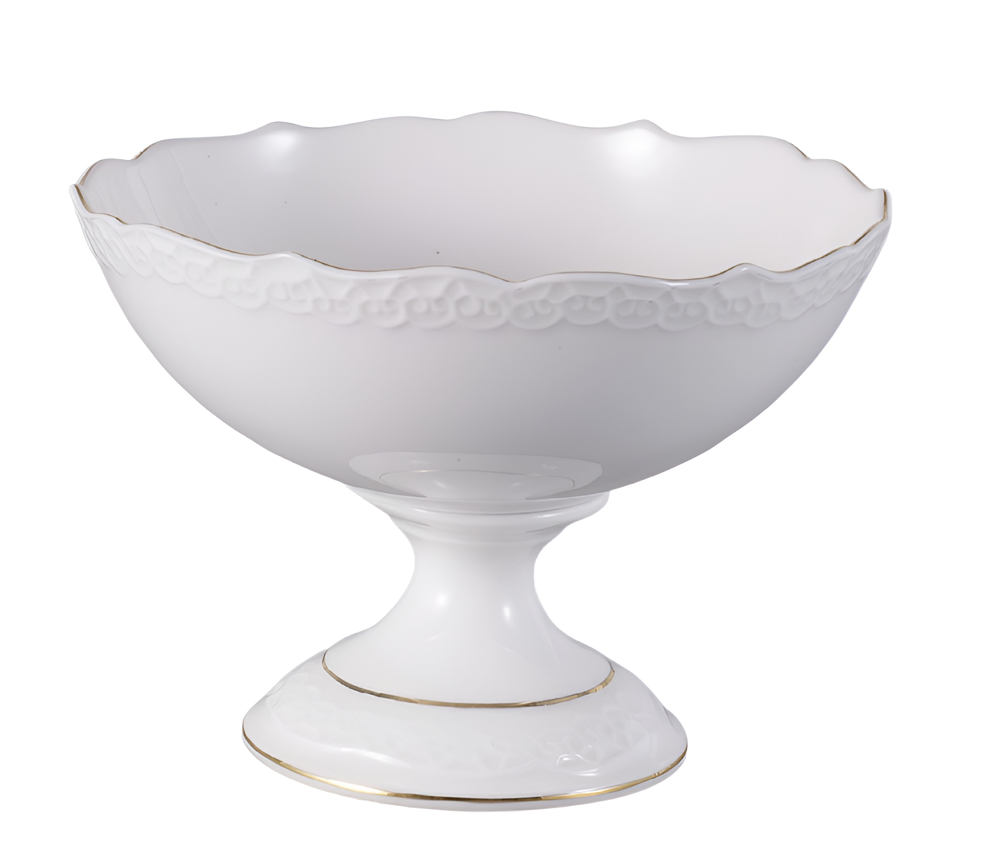 Конфетница 16см, белый с золотом, фарфор Кружево JEWEL (8)