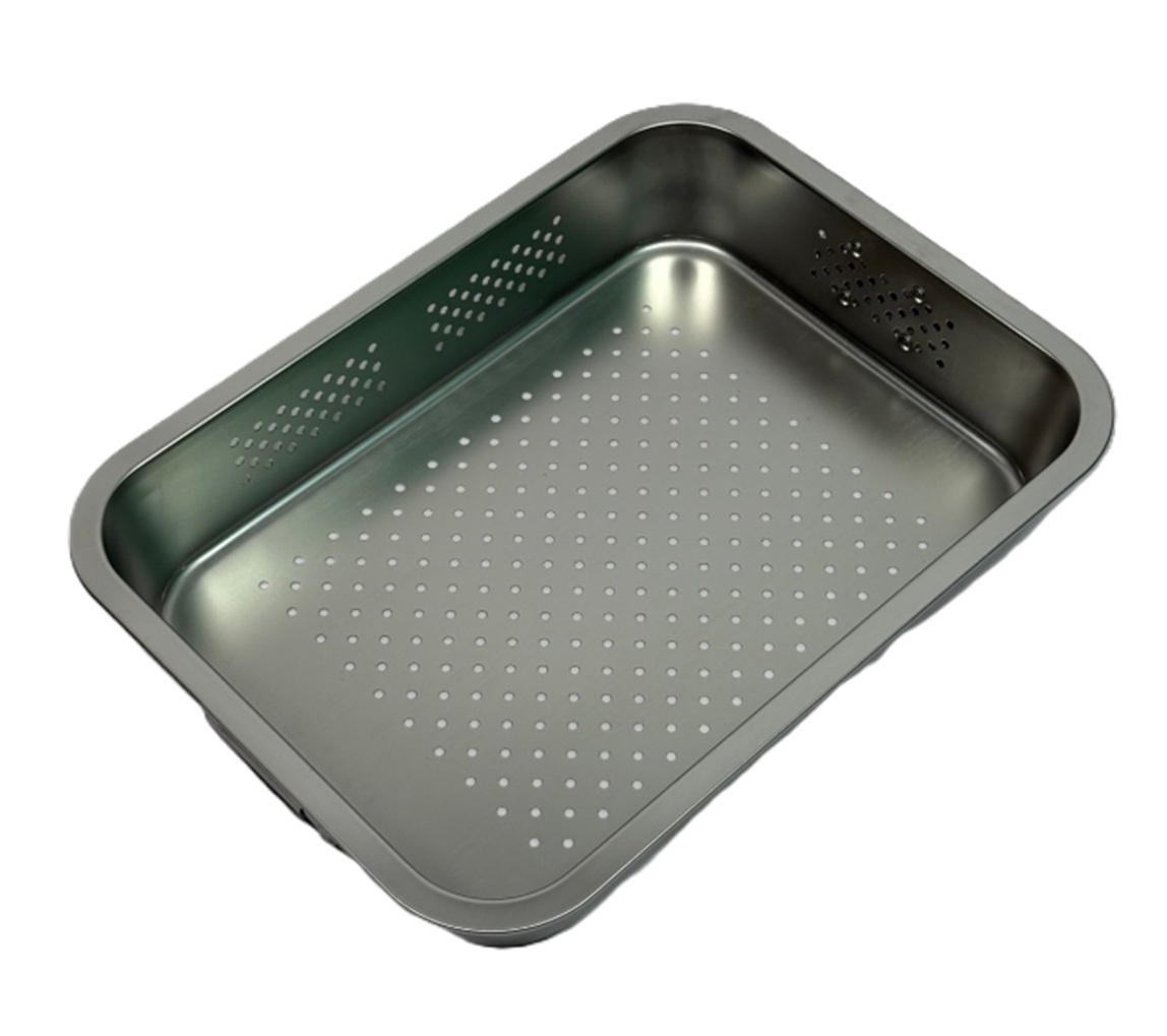 Дуршлаг 40х30х7см, толщина 0,8мм, без/кр., нерж. сталь (30)