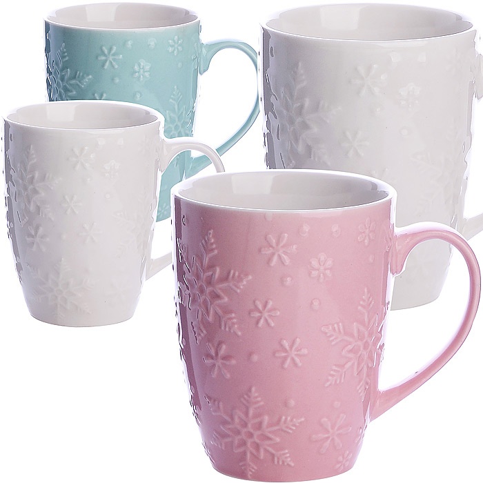 Кружка с рельефом Снежинки 330мл LR (х36)